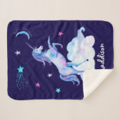 Personalisiertes Einhorn auf Wolken Sherpa Snuggy Sherpadecke (Vorderseite (Horizontal))