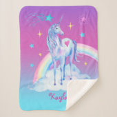 Personalisiertes Einhorn auf Wolken Sherpa Snuggy Sherpadecke (Vorderseite)