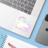 Personalisiertes Einhorn Aufkleber (Laptop mit iPhone)