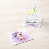 Personalisiertes Einhorn-Design Rechteckiger Pappuntersetzer (Vor Ort)