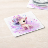 Personalisiertes Einhorn-Design Rechteckiger Pappuntersetzer (angewinkelt)