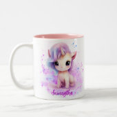 Personalisiertes Einhorn-Design Zweifarbige Tasse (Links)