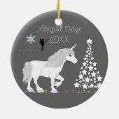 Personalisiertes Einhorn, Fee und Weihnachtsbaum Keramikornament (Hinten)