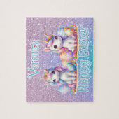 Personalisiertes Einhorn Frohe Ostern Puzzle (Vertikal)