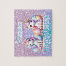 Personalisiertes Einhorn Frohe Ostern Puzzle
