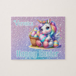 Personalisiertes Einhorn Frohe Ostern Puzzle