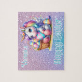 Personalisiertes Einhorn Frohe Ostern Puzzle (Vertikal)