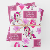 Personalisiertes Einhorn Geburtstag Geschenkpapier Set (Beispiel)