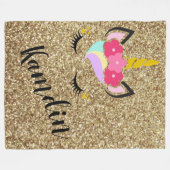 Personalisiertes Einhorn Gold Glitzer Fleece Throw (Vorderseite (Horizontal))