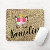 Personalisiertes Einhorn-Gold-Glitzer-Mauspad Mousepad (Mit Mouse)