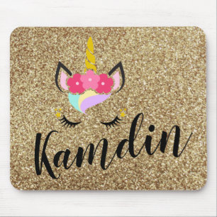 Personalisiertes Einhorn-Gold-Glitzer-Mauspad Mousepad