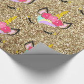 Personalisiertes Einhorn Gold Glitzer Wrapping Pap Geschenkpapier (Ecke)