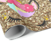 Personalisiertes Einhorn Gold Glitzer Wrapping Pap Geschenkpapier (Rolleneckpunkt)