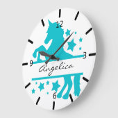 Personalisiertes Einhorn Große Wanduhr (Winkel)