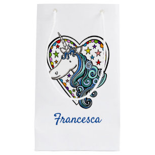 Personalisiertes Einhorn Herz Kleine Geschenktasch Geschenktüte