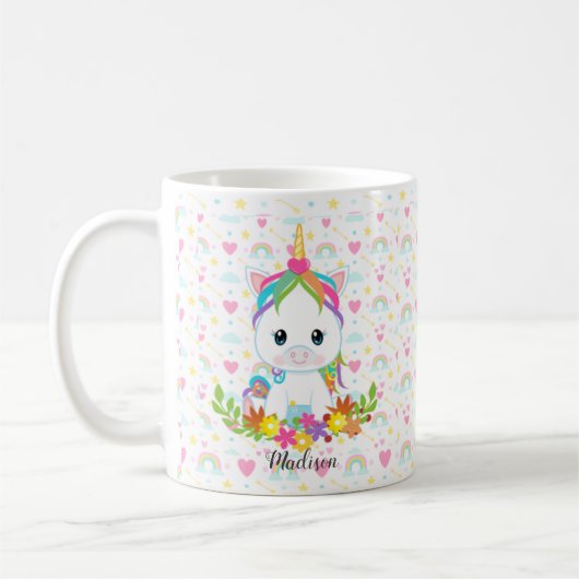 Personalisiertes Einhorn Kaffeetasse (Links)