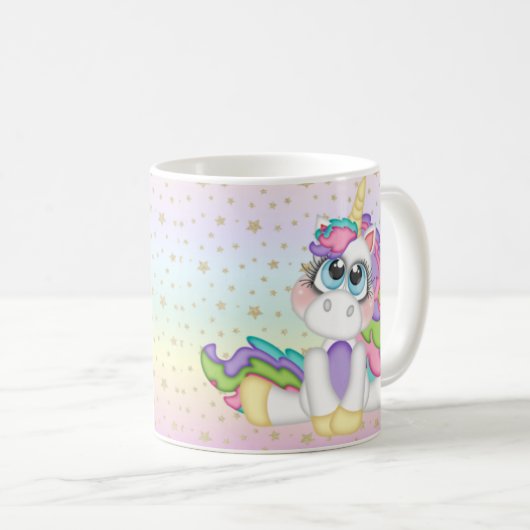 Personalisiertes Einhorn Kaffeetasse (VorderseiteRechts)