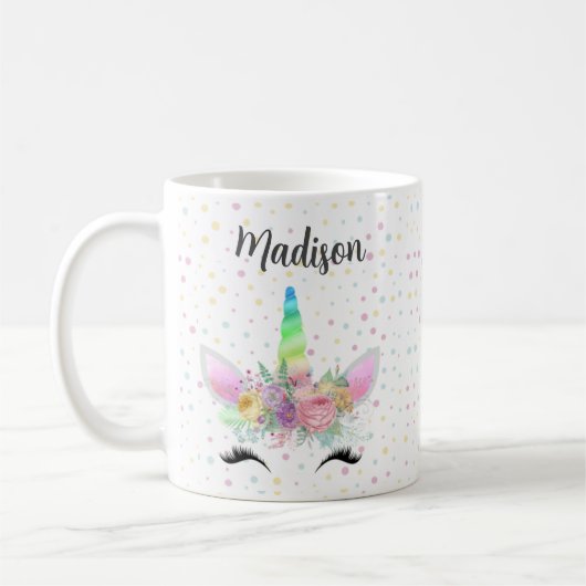 Personalisiertes Einhorn Kaffeetasse (Links)