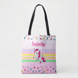 Personalisiertes Einhorn, Kuchen und Sprinklen Tasche