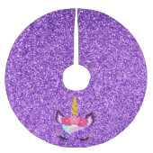Personalisiertes Einhorn Lila Glitzer Treppenhaus Polyester Weihnachtsbaumdecke (Vorderseite)