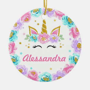 Personalisiertes Einhorn Magisches Gastgeschenk Keramik Ornament
