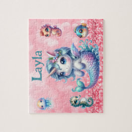 Personalisiertes Einhorn-Meerjungfrau-Kind-Name-Pu Puzzle
