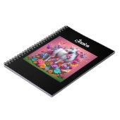 Personalisiertes Einhorn mit Blume Notizblock (Linke Seite)