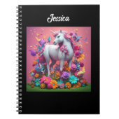 Personalisiertes Einhorn mit Blume Notizblock (Vorderseite)