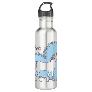Personalisiertes Einhorn mit Herz Edelstahlflasche