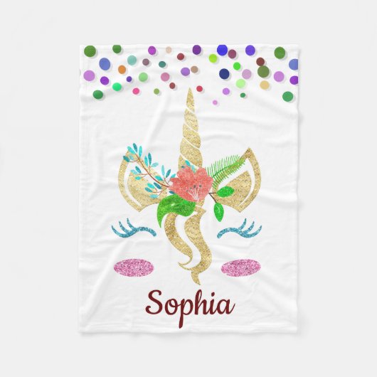 Personalisiertes Einhorn mit Pony Fleece Blanket (Vorderseite)