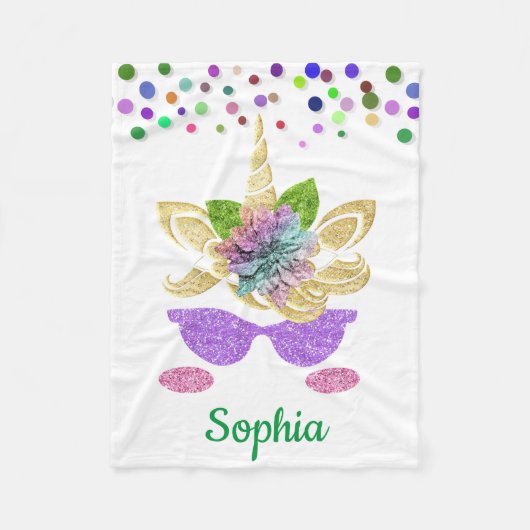Personalisiertes Einhorn mit Pony Fleece Blanket (Vorderseite)