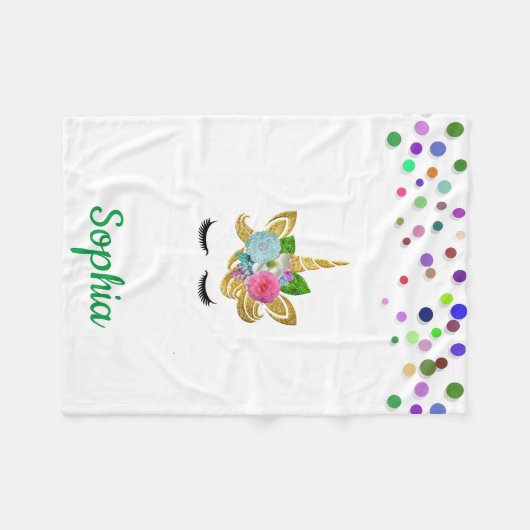 Personalisiertes Einhorn mit Pony Fleecedecke (Vorderseite (Horizontal))