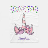 Personalisiertes Einhorn mit Pony Fleecedecke (Vorderseite)