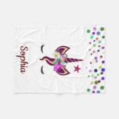 Personalisiertes Einhorn mit Pony Fleecedecke (Vorderseite (Horizontal))