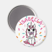 Personalisiertes Einhorn mit Schmetterling auf Nas Magnet (Vorderseite/Rückseite)