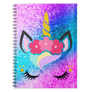 Personalisiertes Einhorn Ombre Glitter Notizbuch Notizblock