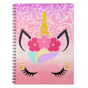 Personalisiertes Einhorn-Ombre-Glitter-Notizbuch Notizblock