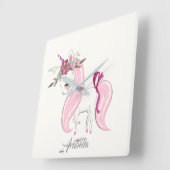Personalisiertes Einhorn Quadratische Wanduhr (Winkel)