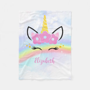 Personalisiertes Einhorn Regenbogen Baby Mädchen G Fleecedecke