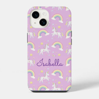 Personalisiertes Einhorn Regenbogen Glanz iPhone C 14 Hülle