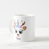 Personalisiertes Einhorn Rentier Snowflake Weihnac Kaffeetasse (Vorderseite Links)