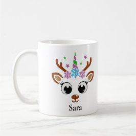 Personalisiertes Einhorn Rentier Snowflake Weihnac Kaffeetasse