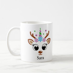 Personalisiertes Einhorn Rentier Snowflake Weihnac Kaffeetasse