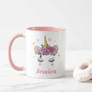 Personalisiertes Einhorn Rosa Zweifarbige Tasse