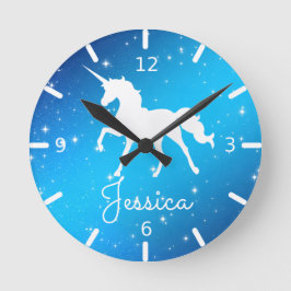 Personalisiertes Einhorn Runde Wanduhr