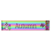 Personalisiertes Einhorn, Schmetterling und Blume Namensplakette (Vorderseite)