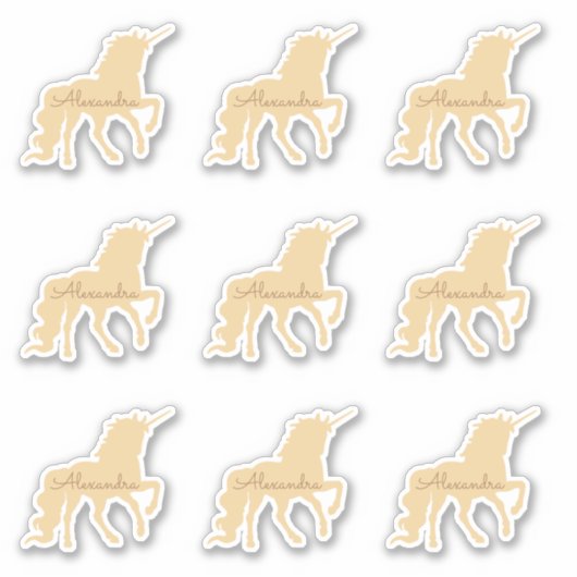 Personalisiertes Einhorn-Set mit 9 Die Aufkleber (Vorderseite)
