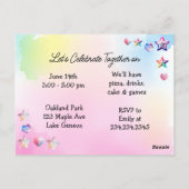 Personalisiertes Einhorn und Foto Girl's Geburtsta Postkarte (Rückseite)