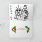 Personalisiertes Einhorn und Prinzessin zum Geburt Karte (Innenseite)