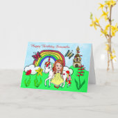 Personalisiertes Einhorn und Prinzessin zum Geburt Karte (Gelbe Blume)